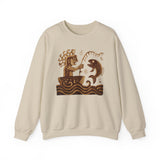 Pre-Hispanic Fisherman with Symbolic Fish Glyph Style Unisex Sweatshirt