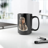 Inca Warrior Woman with Feathered Headdress Watercolor Black Mug