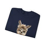 Cute Alpaca With Glasses Watercolor Illustration Unisex Sweatshirt