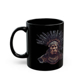 Tribal Feather Headdress Warrior Black Mug
