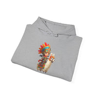 Colorful Chibi Inca Rider and Fluffy Llama Unisex Hoodie