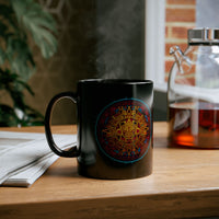 Neon Aztec Calendar Black Mug