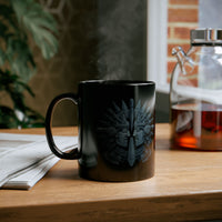 Aztec Warrior Duel Obsidian Glyph Style Black Mug