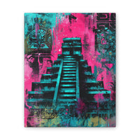 Neon Maya Pyramid Graffiti Canvas
