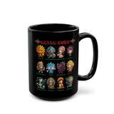 Aztec Gods Chibi Characters Pantheon Black Mug