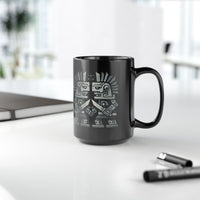 Obsidian Blade Warriors Aztec Glyph Style Black Mug