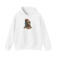 Inca Warrior Watercolor Art and Tribal Pattern Unisex Hoodie