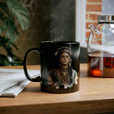 Inca Warrior Woman Watercolor Portrait and Tribal Jewelry Black Mug
