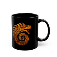 Spiral Quetzalcoatl Feathered Serpent Glyph Style Black Mug