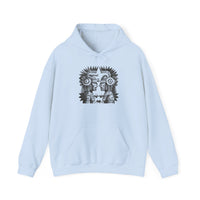 Mirrored Aztec Warriors in Glyph Style Unisex Hoodie
