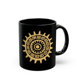 Aztec Mayan Totem Sun Symbol Black Mug