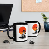 Tikal Sunset Temple Minimalist Art Black Mug
