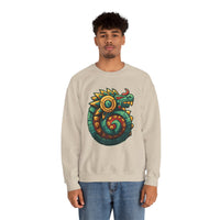 Colorful Quetzalcoatl Sun Serpent Glyph Style Unisex Sweatshirt