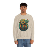 Colorful Quetzalcoatl Sun Serpent Glyph Style Unisex Sweatshirt
