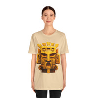 Golden Warrior Mask Andean Glyph Style Unisex T-Shirt