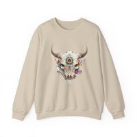 Sacred Floral Cow Skull Mandala Illustration Unisex Sweatshirt