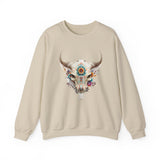 Sacred Floral Cow Skull Mandala Illustration Unisex Sweatshirt