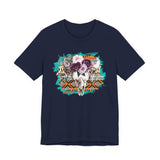 Aztec Floral Cow Skull on Turquoise Pattern Unisex T-Shirt