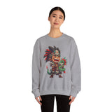 Chibi Aztec Warrior with Baby Quetzalcoatl Serpent Unisex Sweatshirt