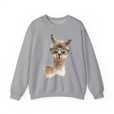 Cute Alpaca With Glasses Watercolor Illustration Unisex Sweatshirt