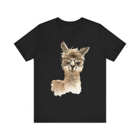 Cute Alpaca With Glasses Watercolor Illustration Unisex T-Shirt