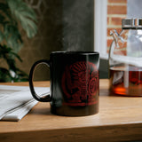 Pre-Hispanic Warrior Symbol Red Glyph Black Mug