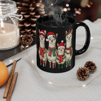 Inca Christmas Llama Family from the Andes Black Mug