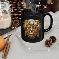 Aztec Golden Solar Deity Mask Black Mug
