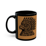 Aztec Eagle Pyramid Emblem Black Mug