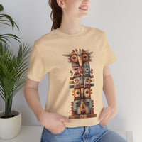 Stacked Tribal Totem Symbols Geometric Faces Unisex T-Shirt