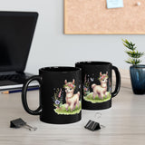 Baby Llama Inca Blossom Crown Black Mug