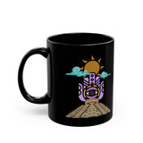 Eye of the Sun Pyramid Illustration Black Mug