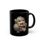 Chibi Mayan Jaguar Warrior with Tribal Shield Black Mug