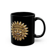 Pixel Art Inca Sun God 8-Bit Retro Style Black Mug