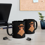 Cartoon Girl in Traditional Poncho Peru Black Mug