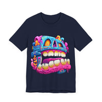 Chunky Neon Mayan Skull Graffiti Style Unisex T-Shirt