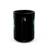 Aztec Floral Cow Skull on Turquoise Pattern Black Mug