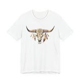 Boho Aztec Feathered Bull Skull Illustration Unisex T-Shirt