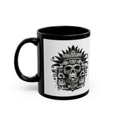Ah Puch Death God Petroglyph Skull Black Mug