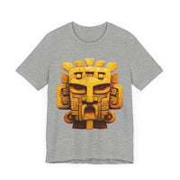 Golden Warrior Mask Andean Glyph Style Unisex T-Shirt