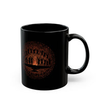 Tribal Ceremony Around Sacred Fire Glyph Style Black Mug