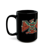 Aztec Solar Eagle Emblem Illustration Black Mug