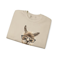 Cute Alpaca With Glasses Watercolor Illustration Unisex Sweatshirt