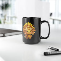 Chibi Inti Inca Sun God Cartoon Style Black Mug
