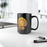 Chibi Inti Inca Sun God Cartoon Style Black Mug