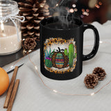 Leopard Aztec Pumpkin & Cactus Vibes Illustration Black Mug