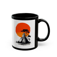 Tikal Sunset Temple Minimalist Art Black Mug