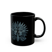 Aztec Warrior Duel Obsidian Glyph Style Black Mug