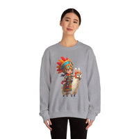 Colorful Chibi Inca Rider and Fluffy Llama Unisex Sweatshirt
