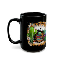 Leopard Aztec Pumpkin & Cactus Vibes Illustration Black Mug